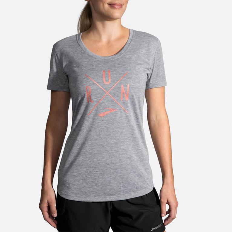 Brooks DISTANCE GRAPHIC Running Tank Top Womens Canada - Grey (RGJ479823)